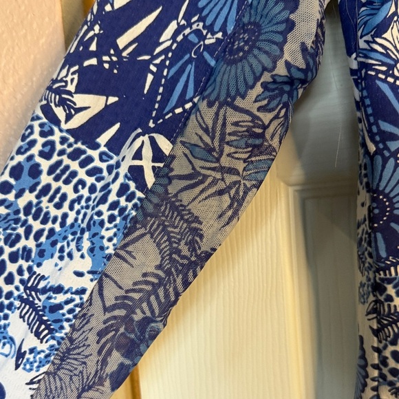 IBKUL Bamboo Gardens Blue and White Quarter Zip size S - Picture 11 of 13